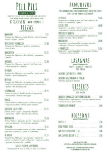 Pizza - Pizza, Panuozzo & Lasagne chez Pili Pili à Six-Fours-les-Plages - Carte